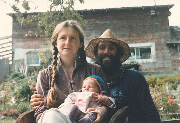 Rajani and Rajesh with baby Mamata in the SSC garden - 1985