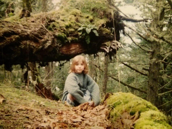 5 or 6 year old Arpita out on a hike with her dad on Salt Spring