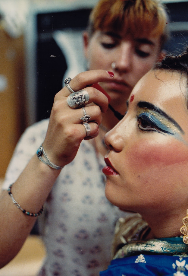 Daya doing Nayana’s makeup for her role as Mandodari. 1995.