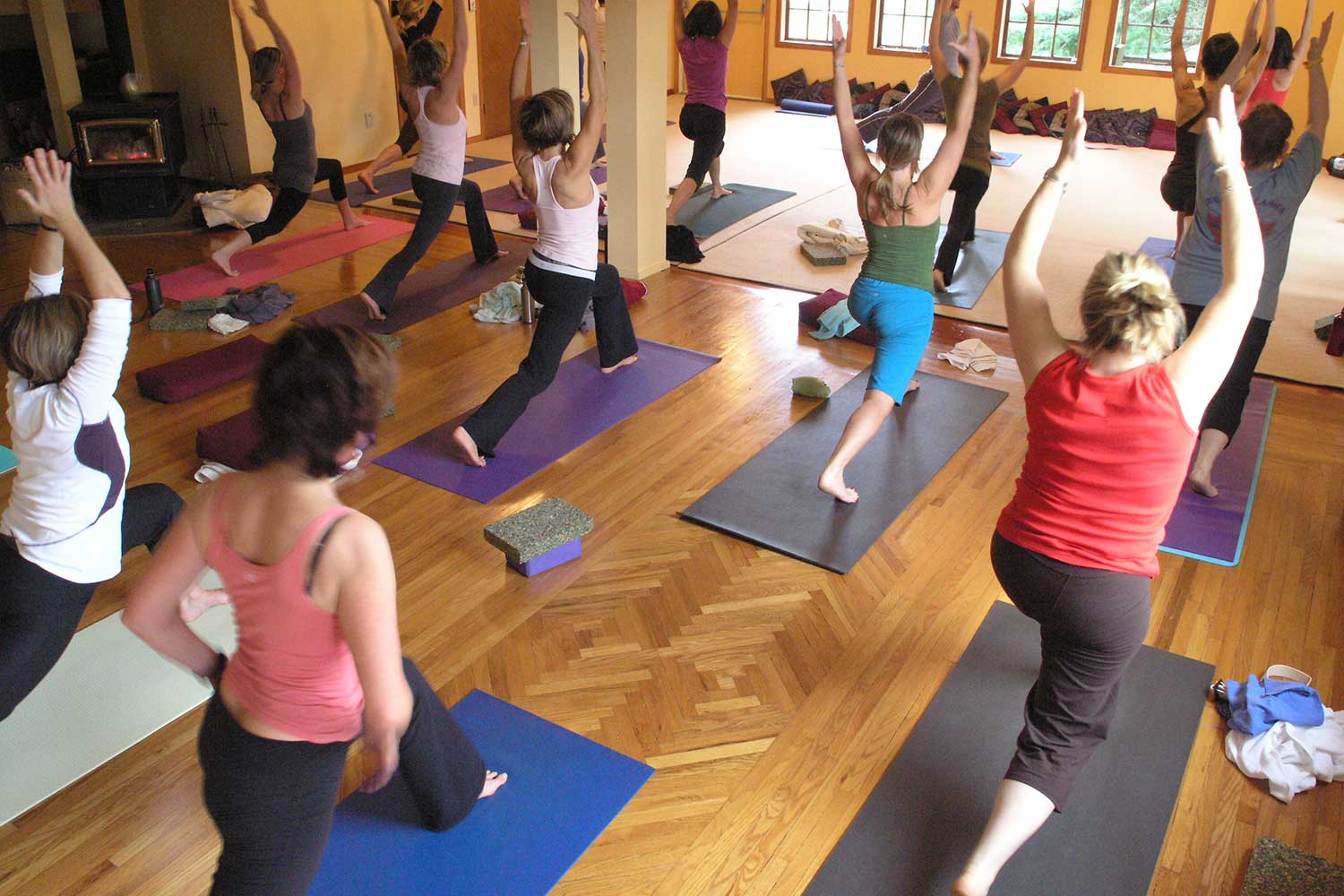 Yoga classes in the Satsang Room at The Salt Spring Centre of Yoga