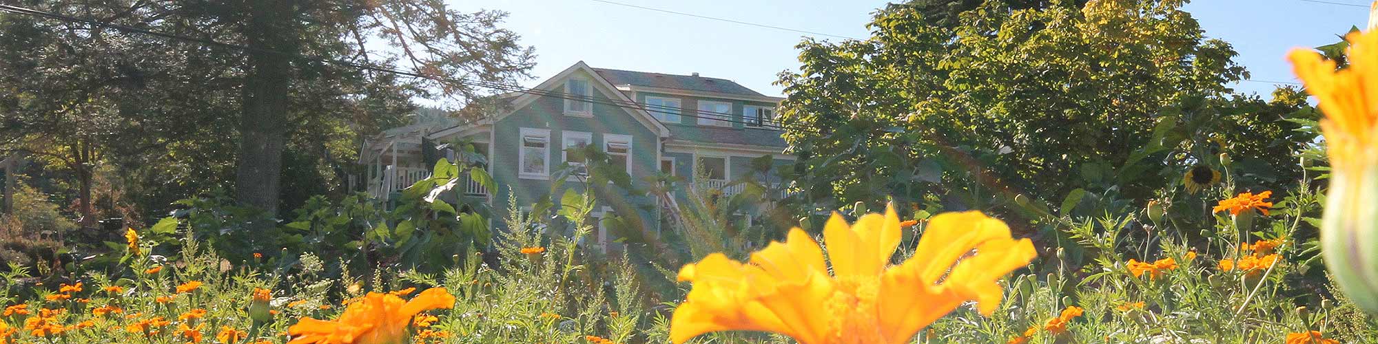 Main house with marigolds