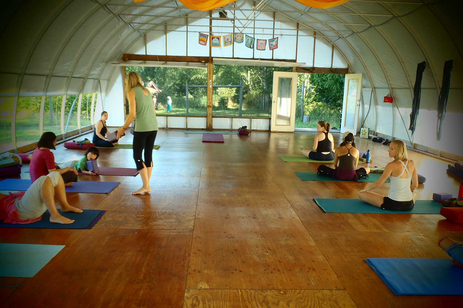 Pond Dome summer retreat rental space at the Salt Spring Centre of Yoga