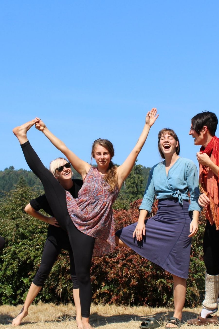 Volunteers doing yoga at the Salt Spring Centre of Yoga