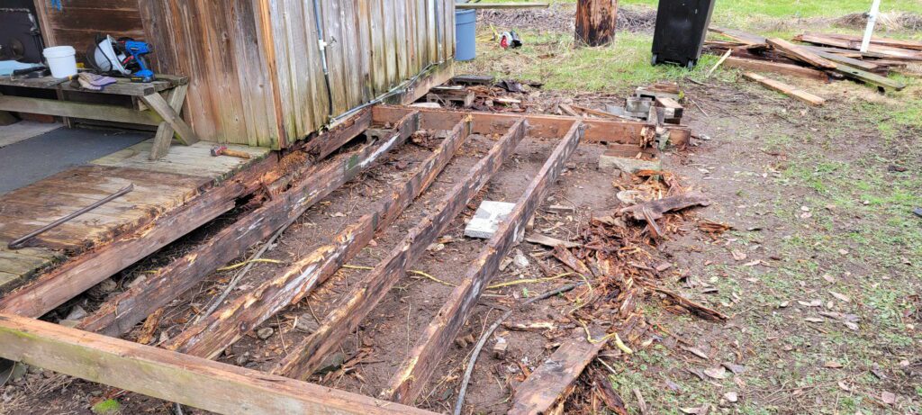 Damaged sauna deck