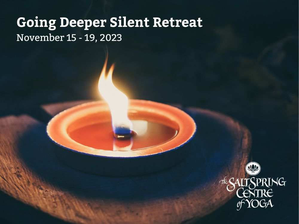 Going Deeper retreat, November 15-19, 2023 at Salt Spring Centre of Yoga - photo of candle